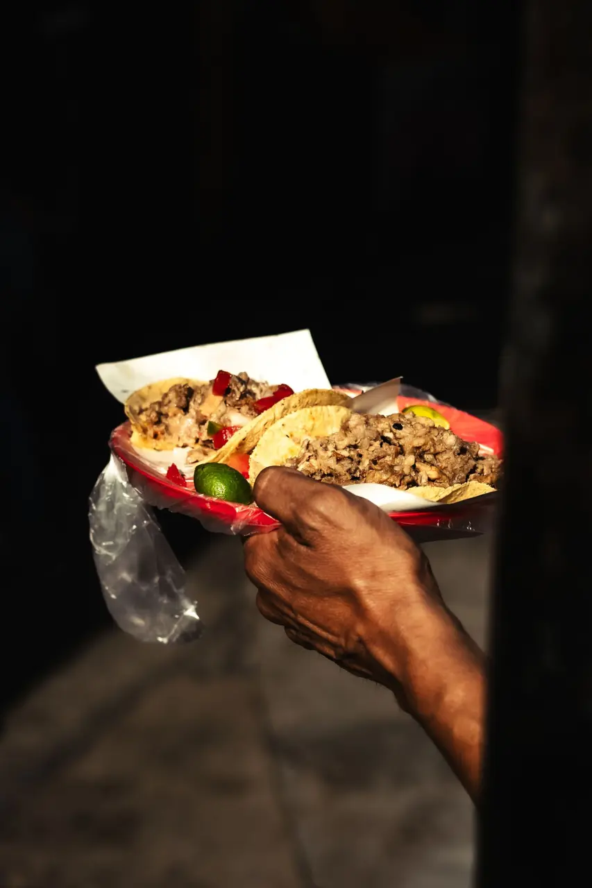 Taco held up close